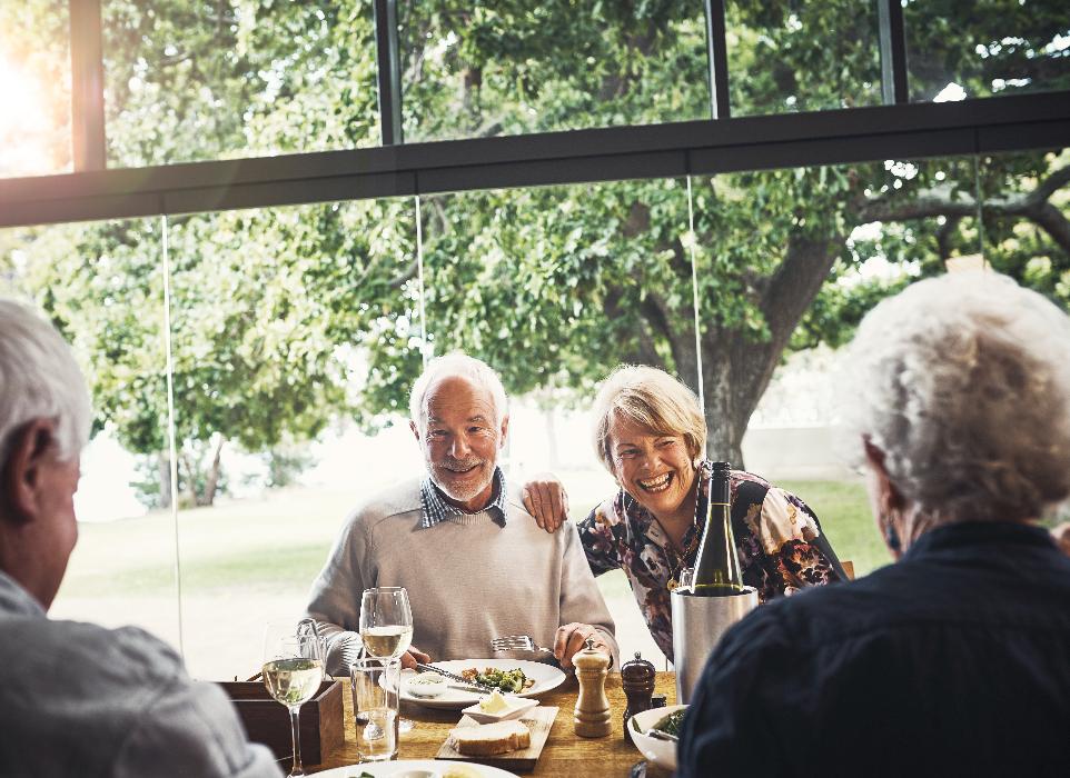 Older group of people having lunch together, huntsville al