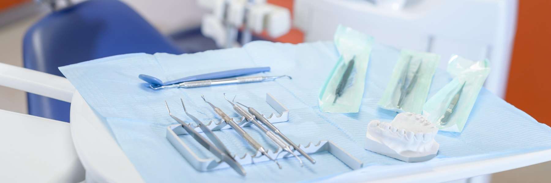 Dental tools in a dentist's office